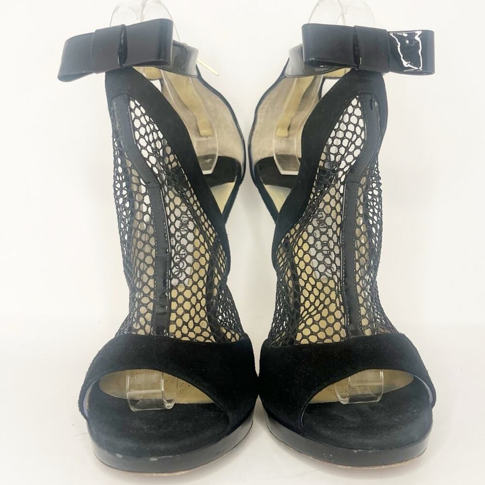 Jimmy Choo Callie Black Mesh Bow Sandals - Picture 5 of 12